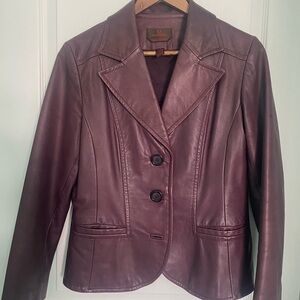 Danier Women's Leather Jacket - wine coloured